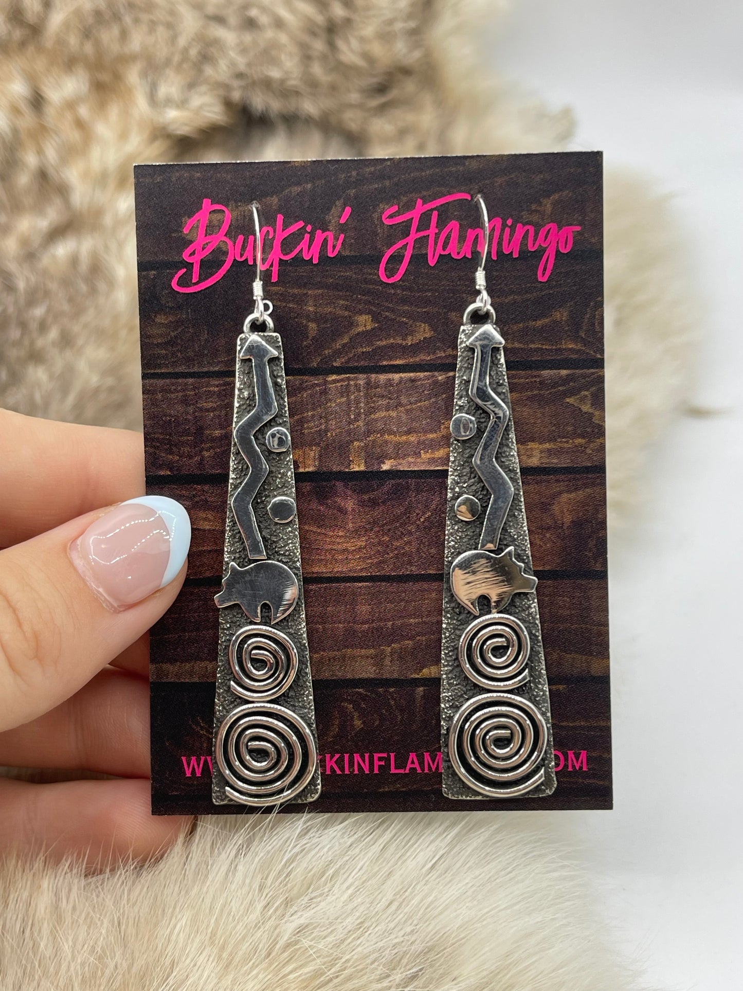 Tee Pee Petroglyph Earrings by Alex Sanchez, Navajo