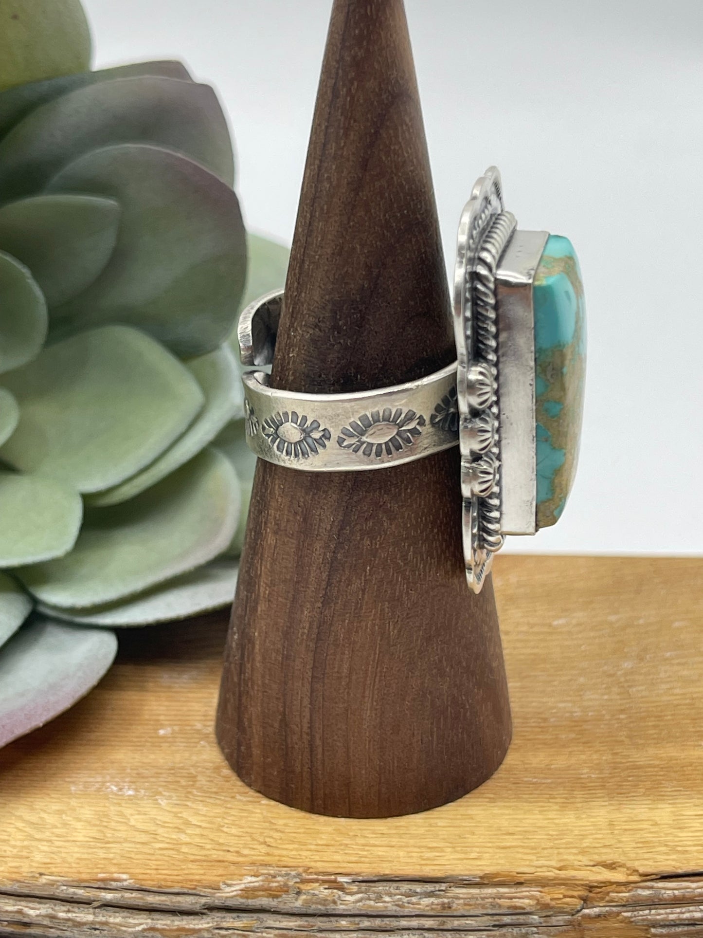 Adjustable Rectangle Mantis Turquoise Ring