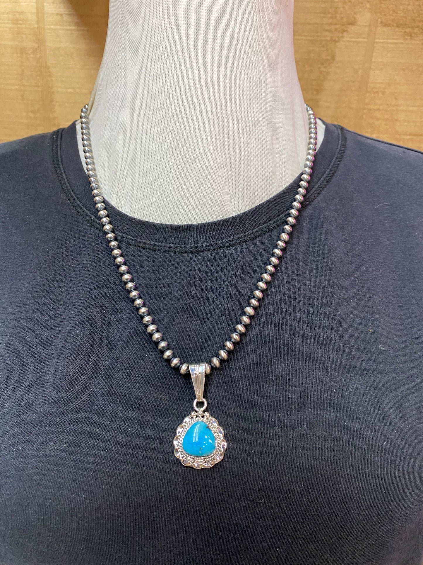 Turquoise Pendant by Samuel Yellowhair, Navajo