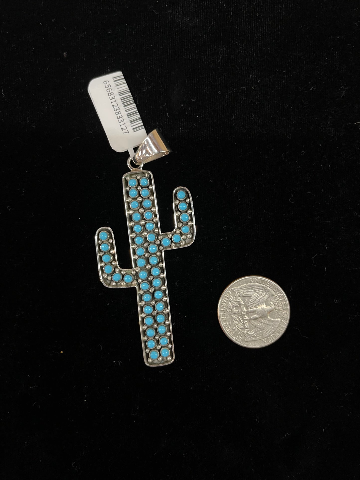 Sleeping Beauty Turquoise Cactus Pendant with a 6mm Bale