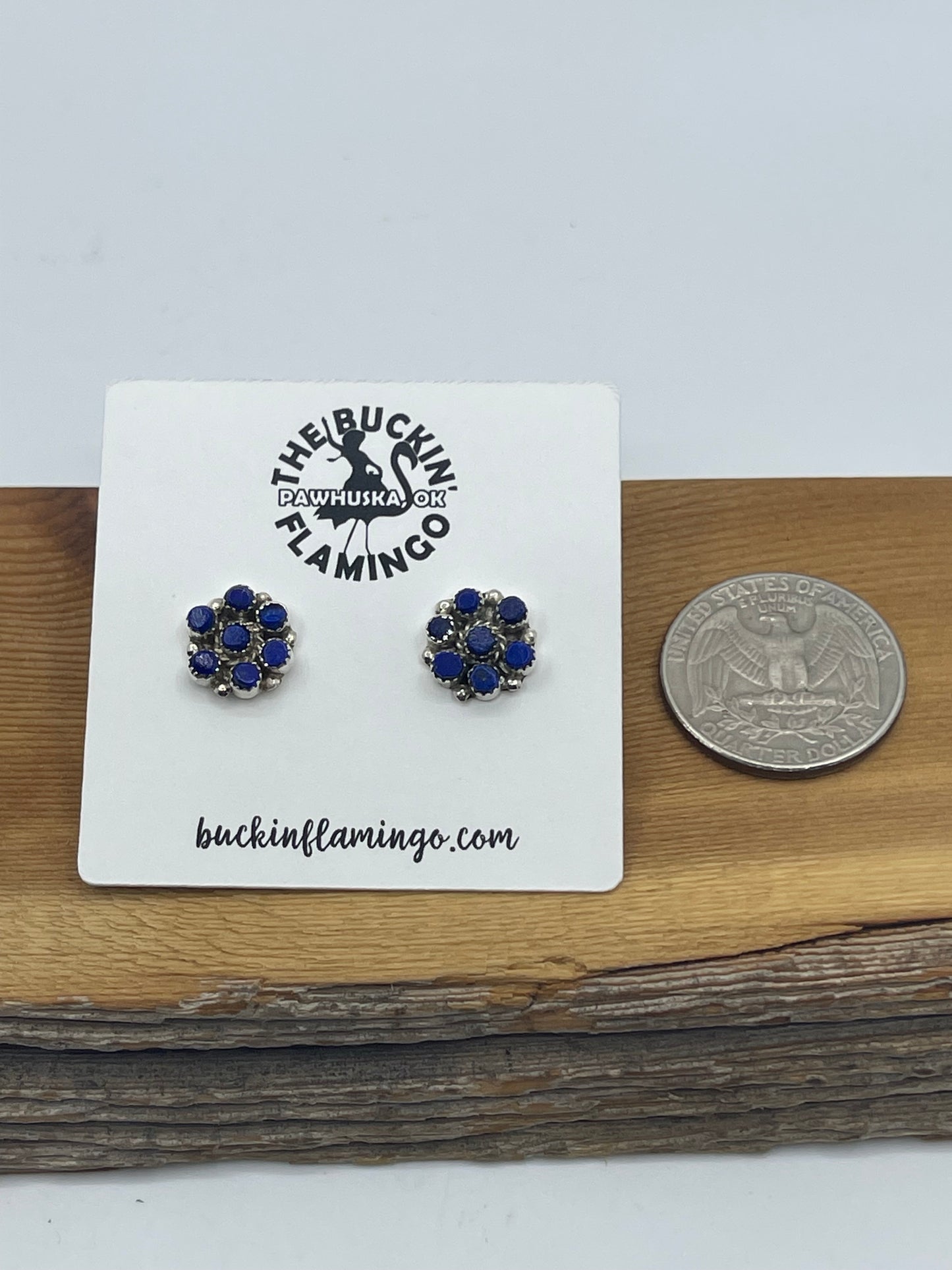 Blue Lapis Cluster Post earrings by Olivia Qualoo, Zuni