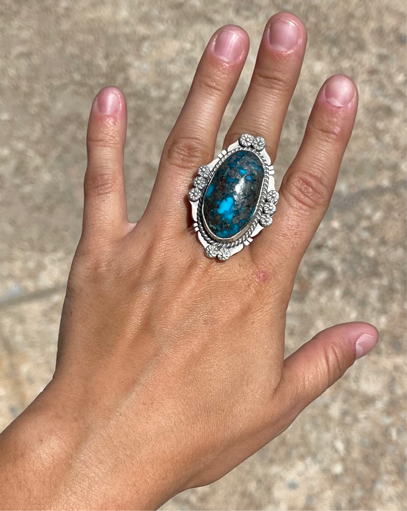 7.0 Persian Turquoise Ring by John Nelson, Navajo