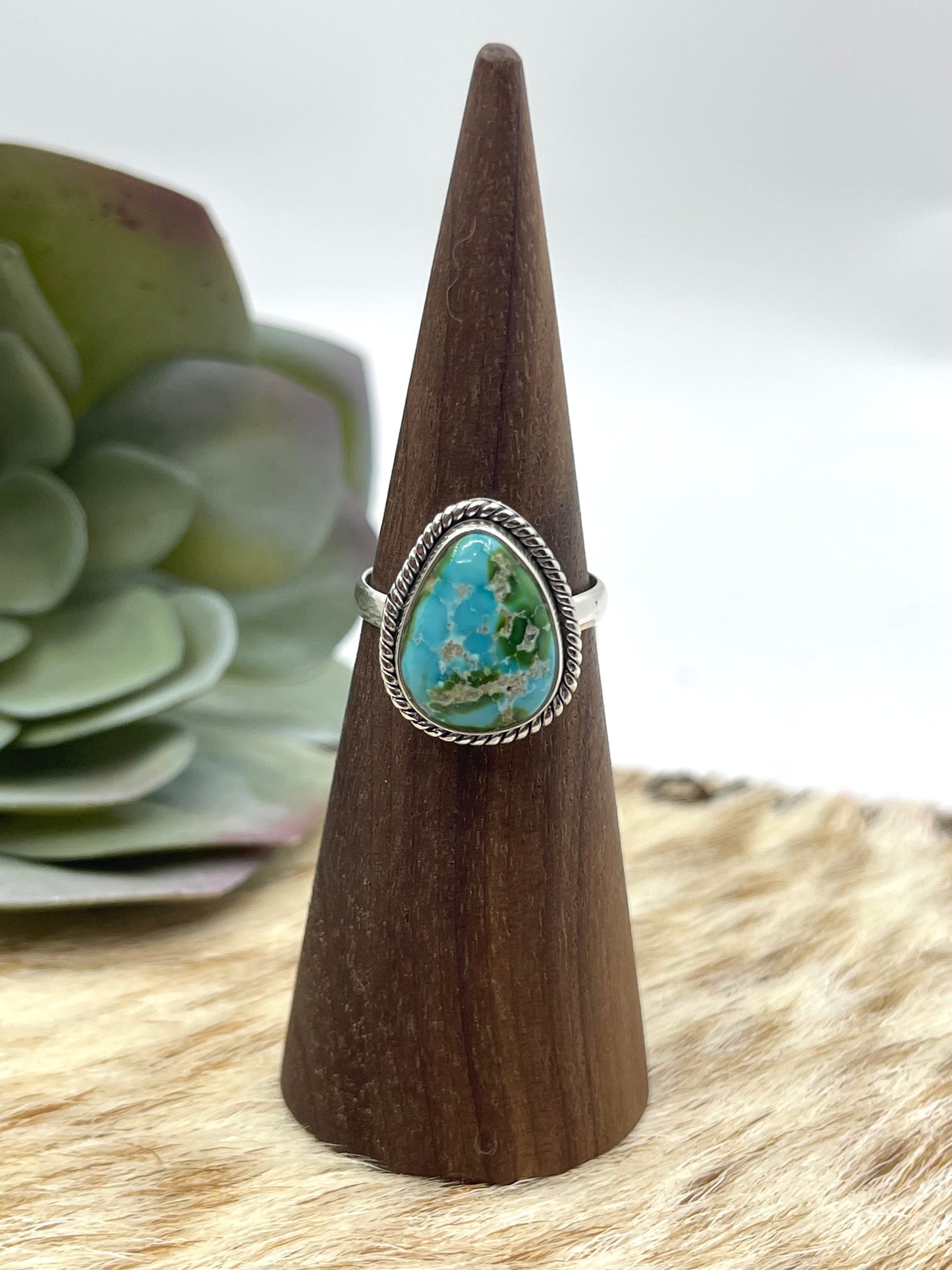 7.0 Sonoran Gold Turquoise Teardrop Ring