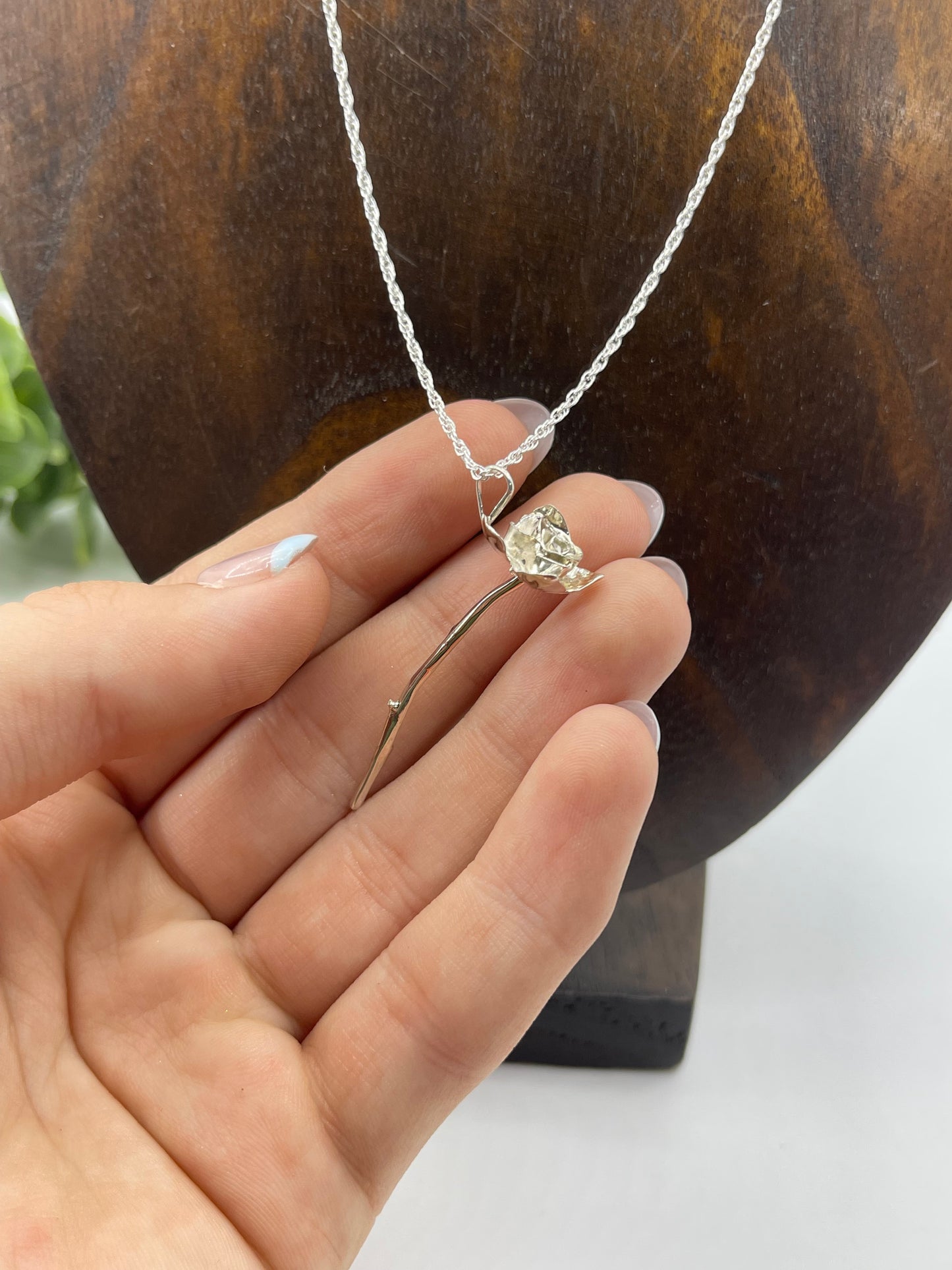 18" SILVER ROSE PENDANT BY ROBBIE SANCHEZ, ZUNI