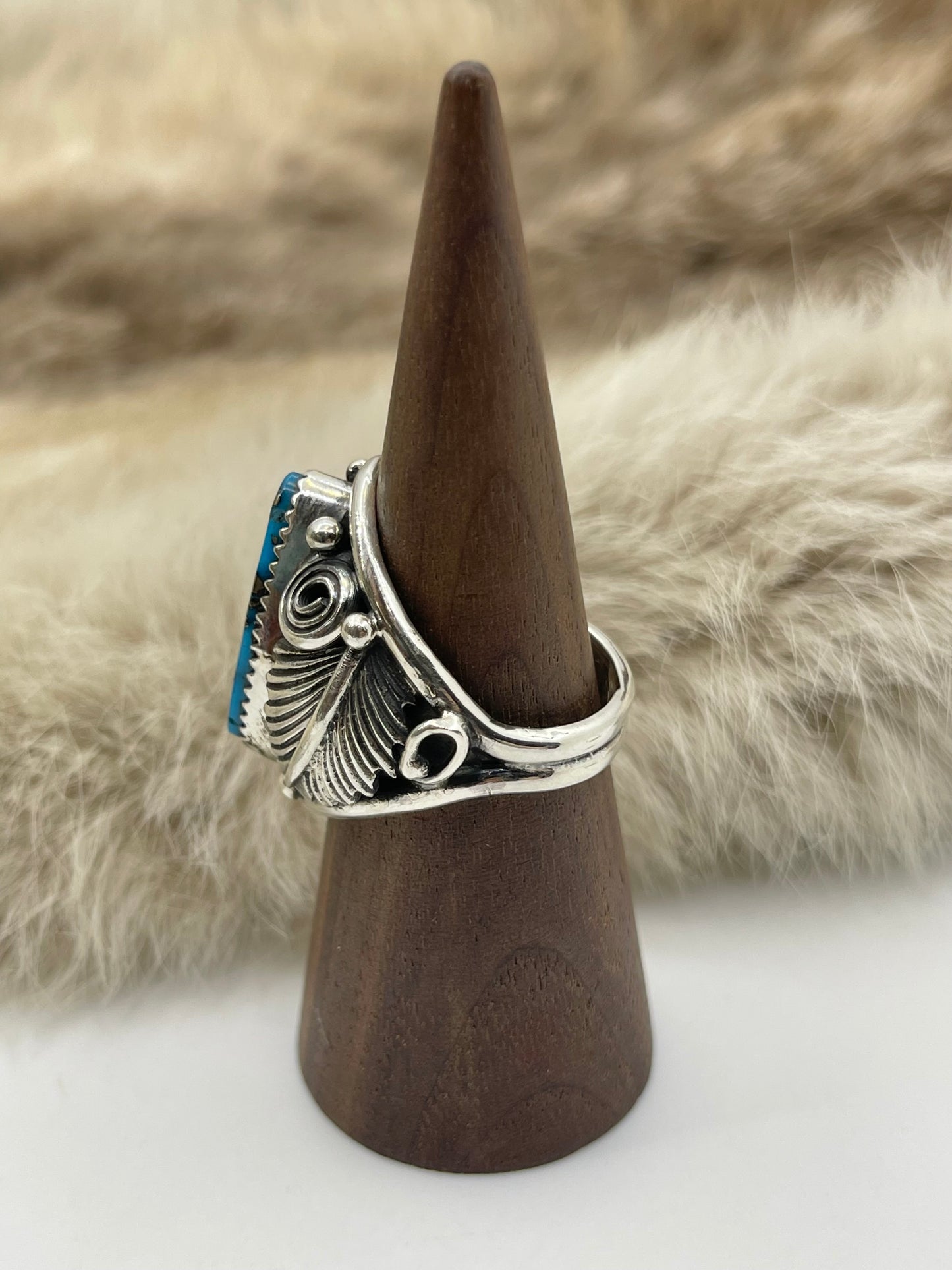 10.0 Turquoise Ring by Darrell Morgan, Navajo
