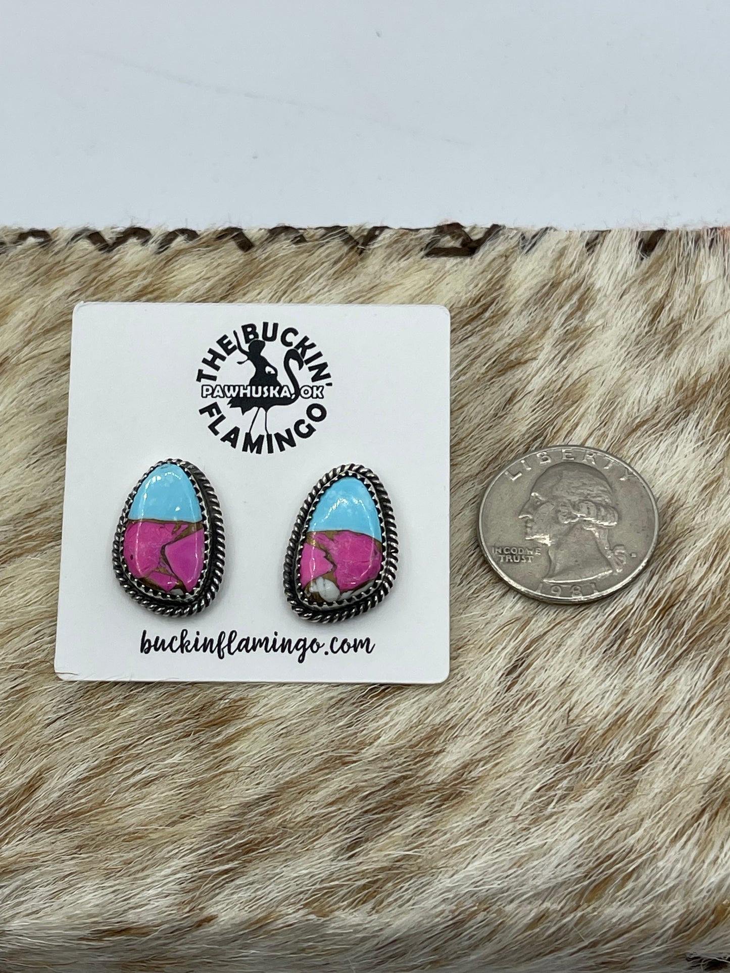 Cotton Candy Post Earrings, Navajo Made