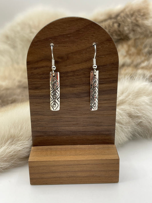 Rectangle Dangle Silver Earrings by Felicia Etsitty, Navajo