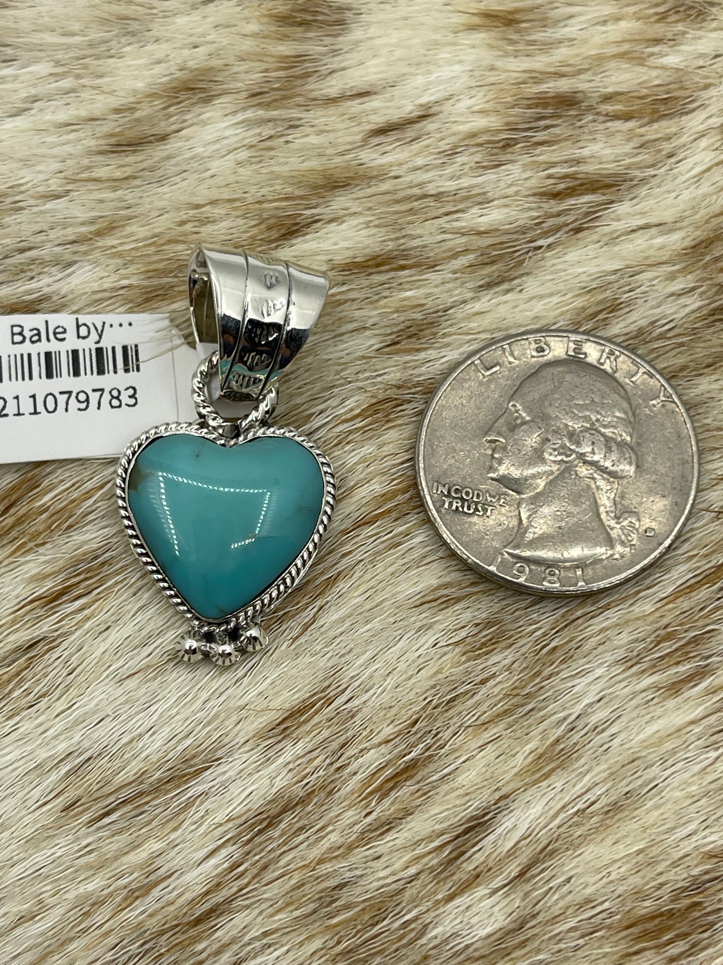 Turquoise Heart Pendant with an 8.8mm Bale by Annette Martinez, Navajo