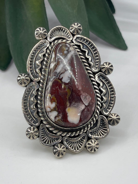 6.5 Wild Horse Teardrop Ring by Harold Joe, Navajo