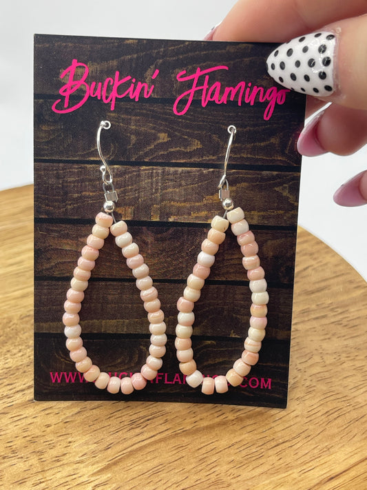 Pink Conch Shell Teardrop Dangle Earrings