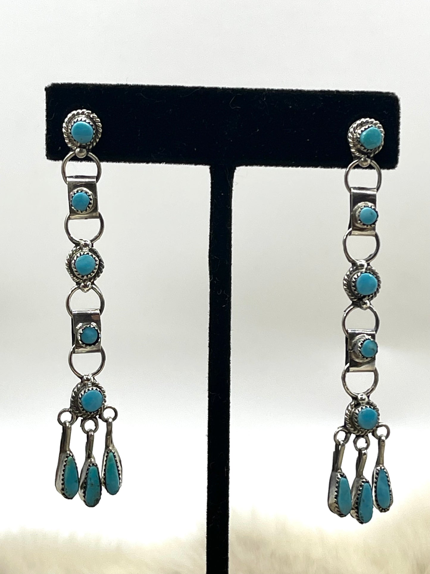 Long Dangle Earrings by Viola Bobelu, Zuni