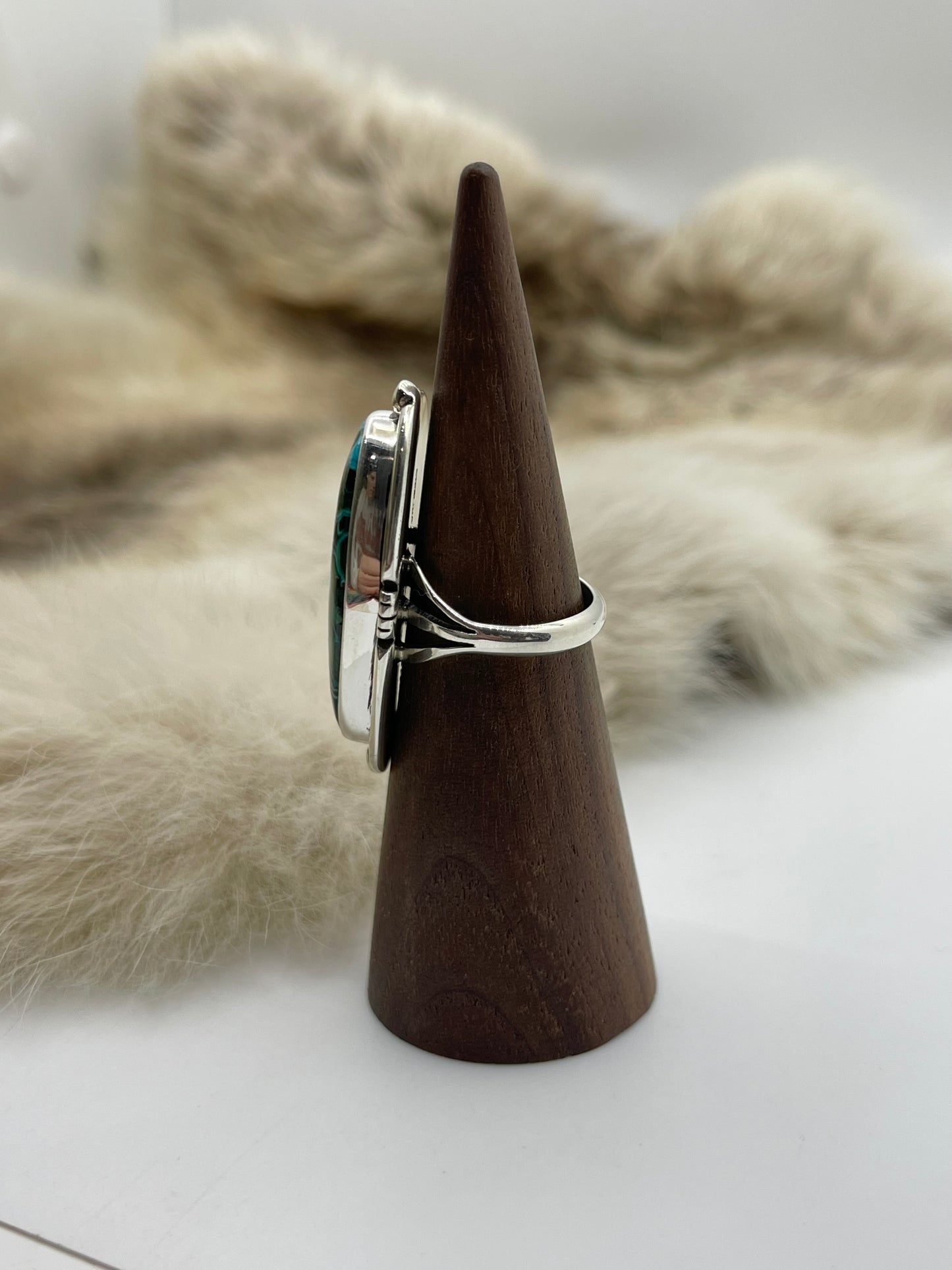 7.0 Malachite Chrysocolla Oval Ring