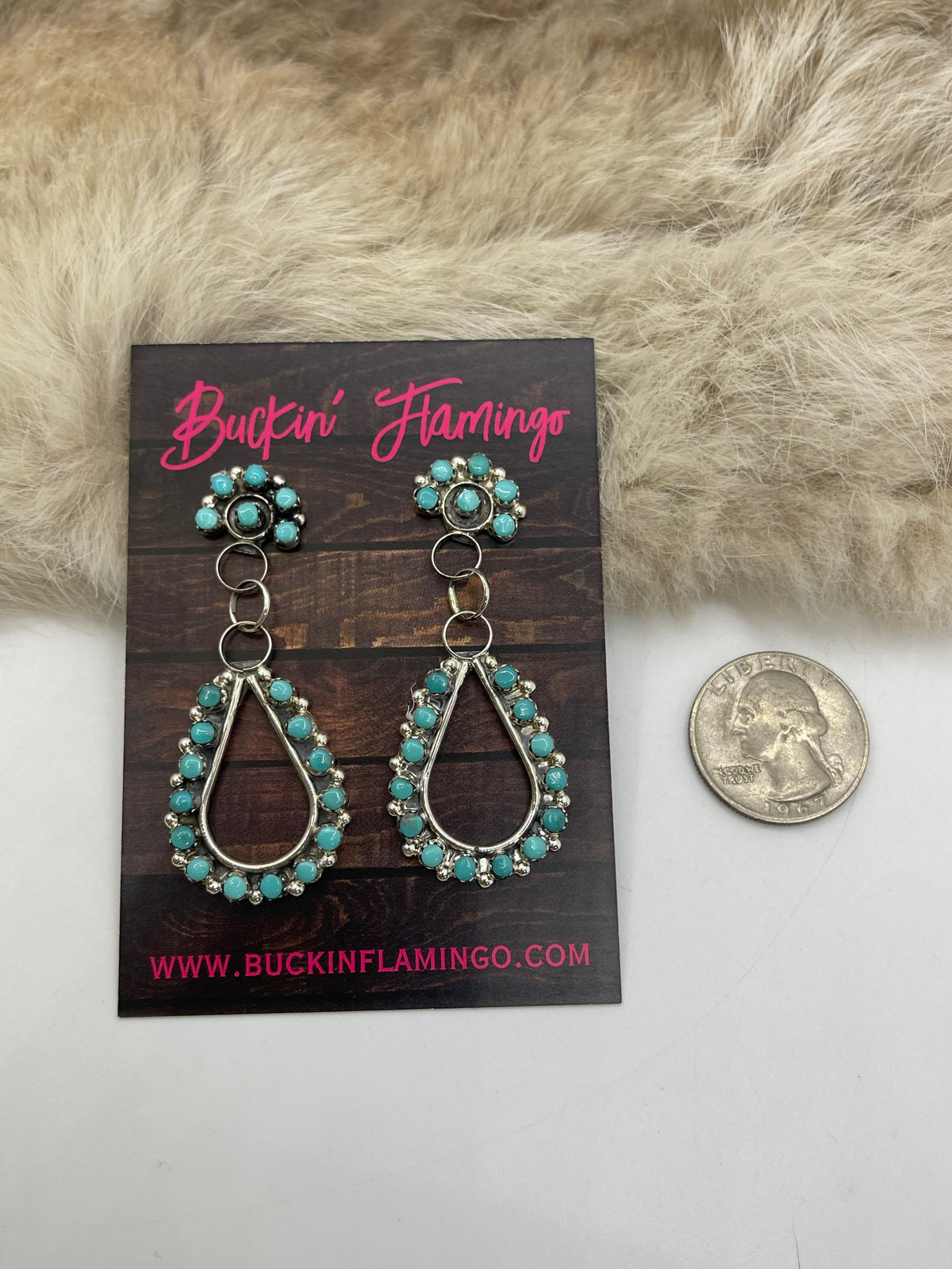 Zuni Snake Eye Teardrop Cluster Post Earring by Joanne Cheama, Zuni