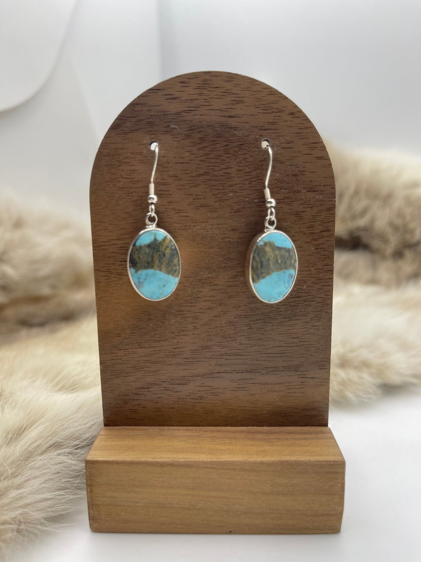 Oval Kingman Turquoise Dangle Earrings