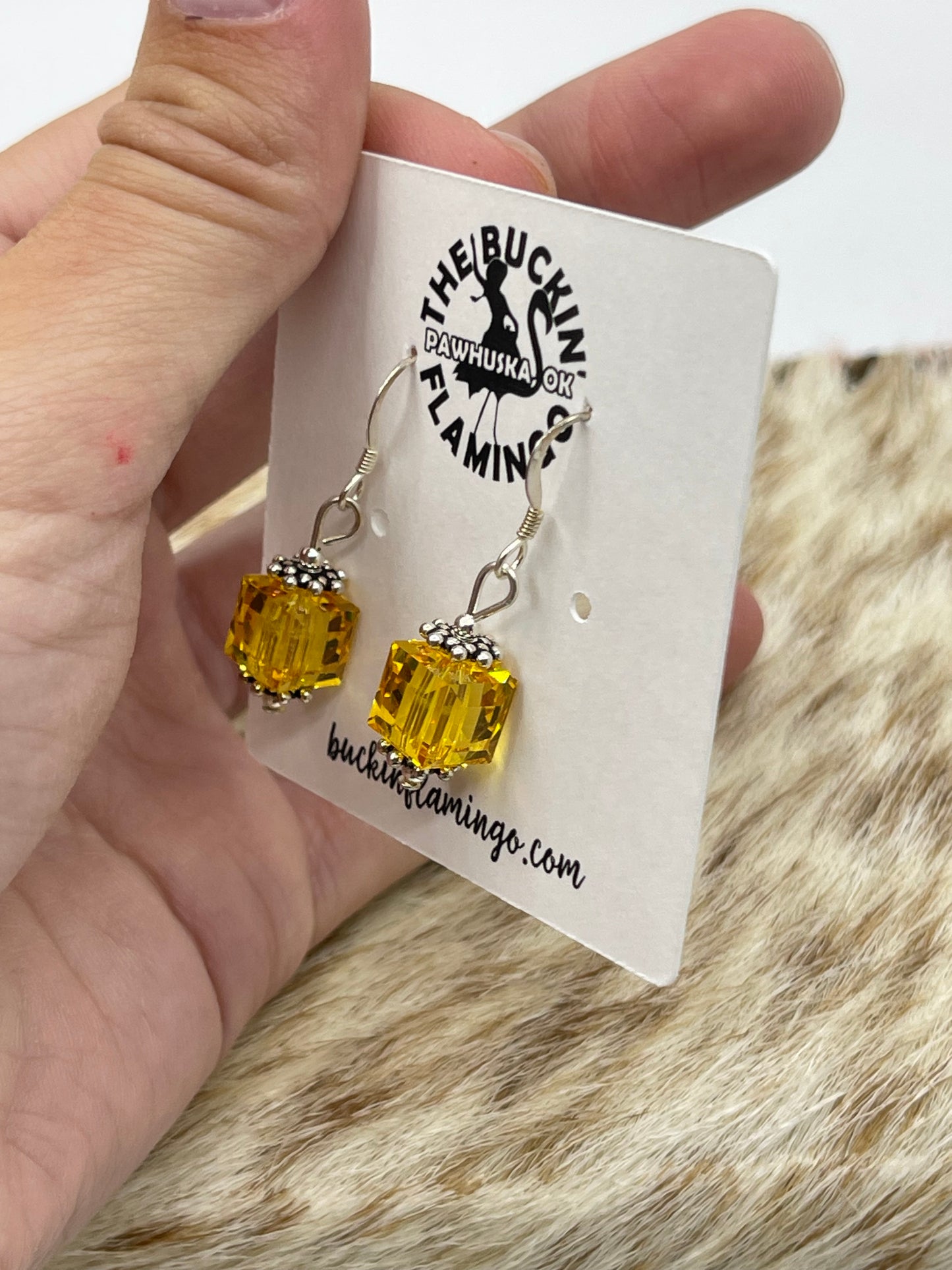 Yellow Swarovski Crystal Dangle Earrings