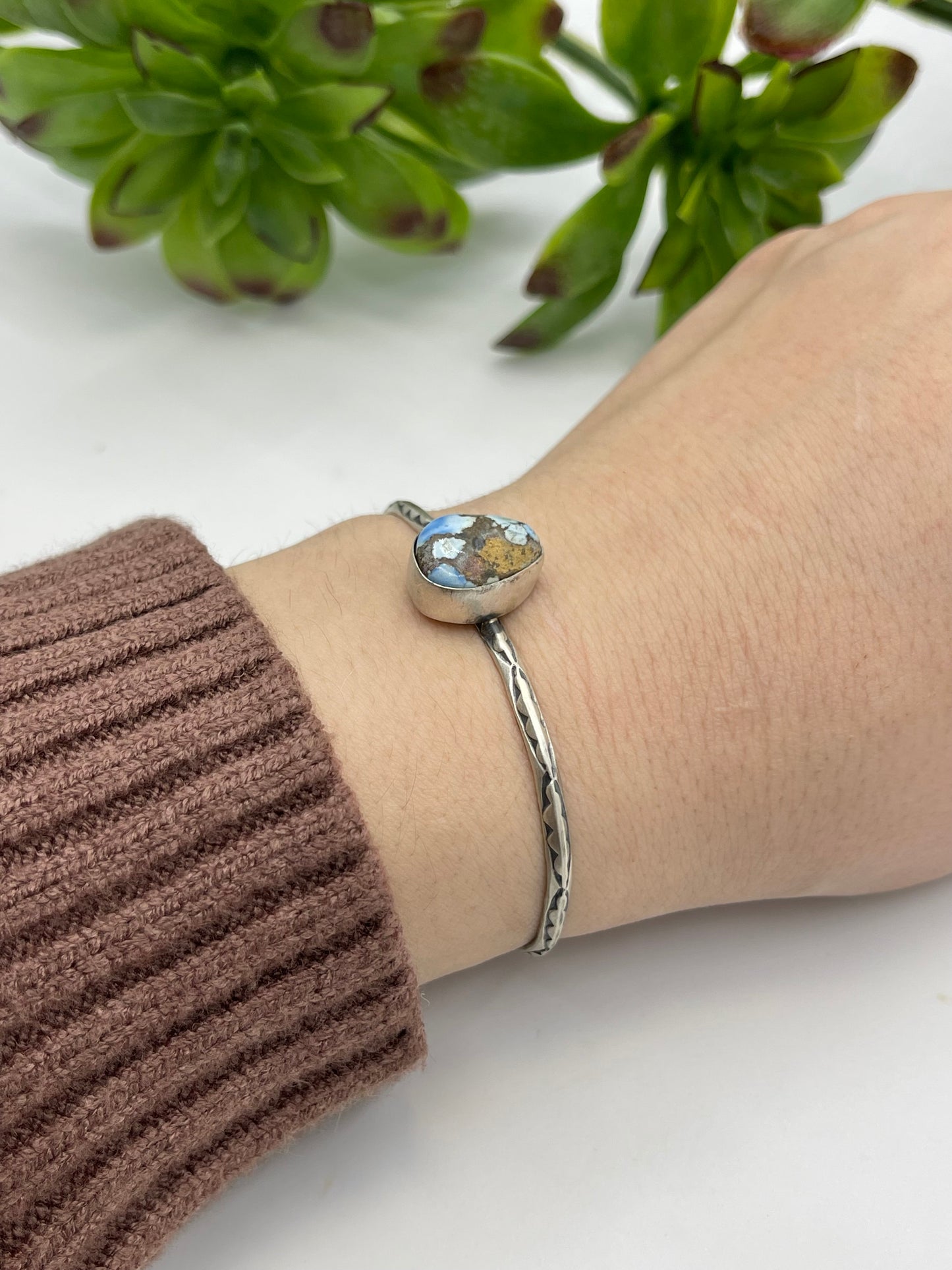 5.5" - 7" Golden Hills Turquoise Teardrop Cuff