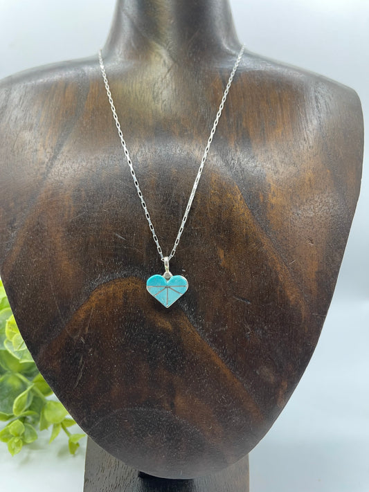 16" Sleeping Beauty Turquoise Hear Necklace