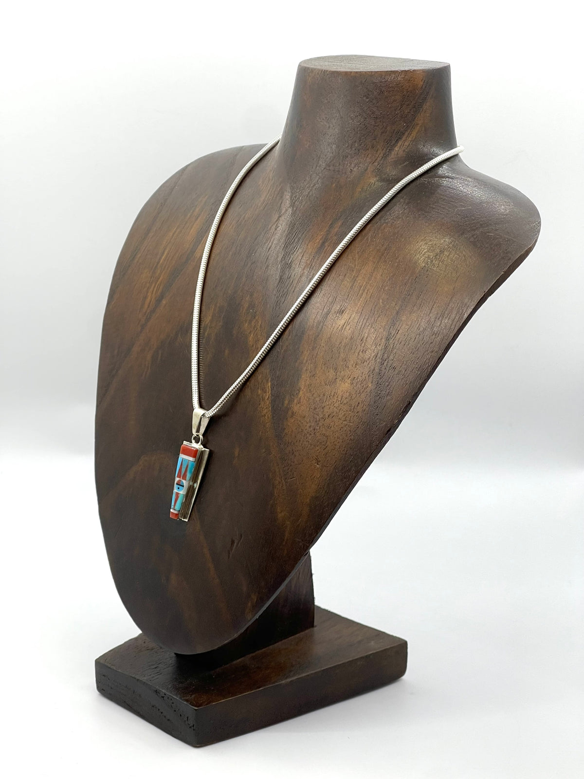 16" Inlay Neckalce Sunface Pendant 4.3mm Bail by Patty Edaakie, Zuni