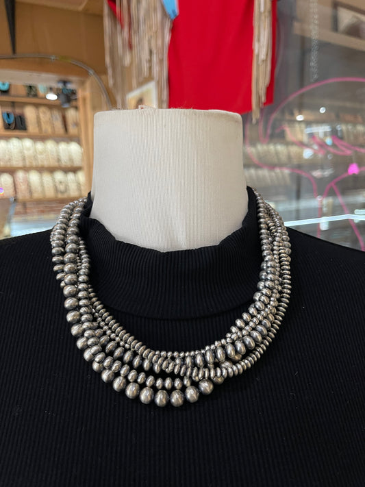 20" 5 Stand 4mm-8mm Handmade Navajo Pearls Necklace by Dorinda Mariano, Navajo