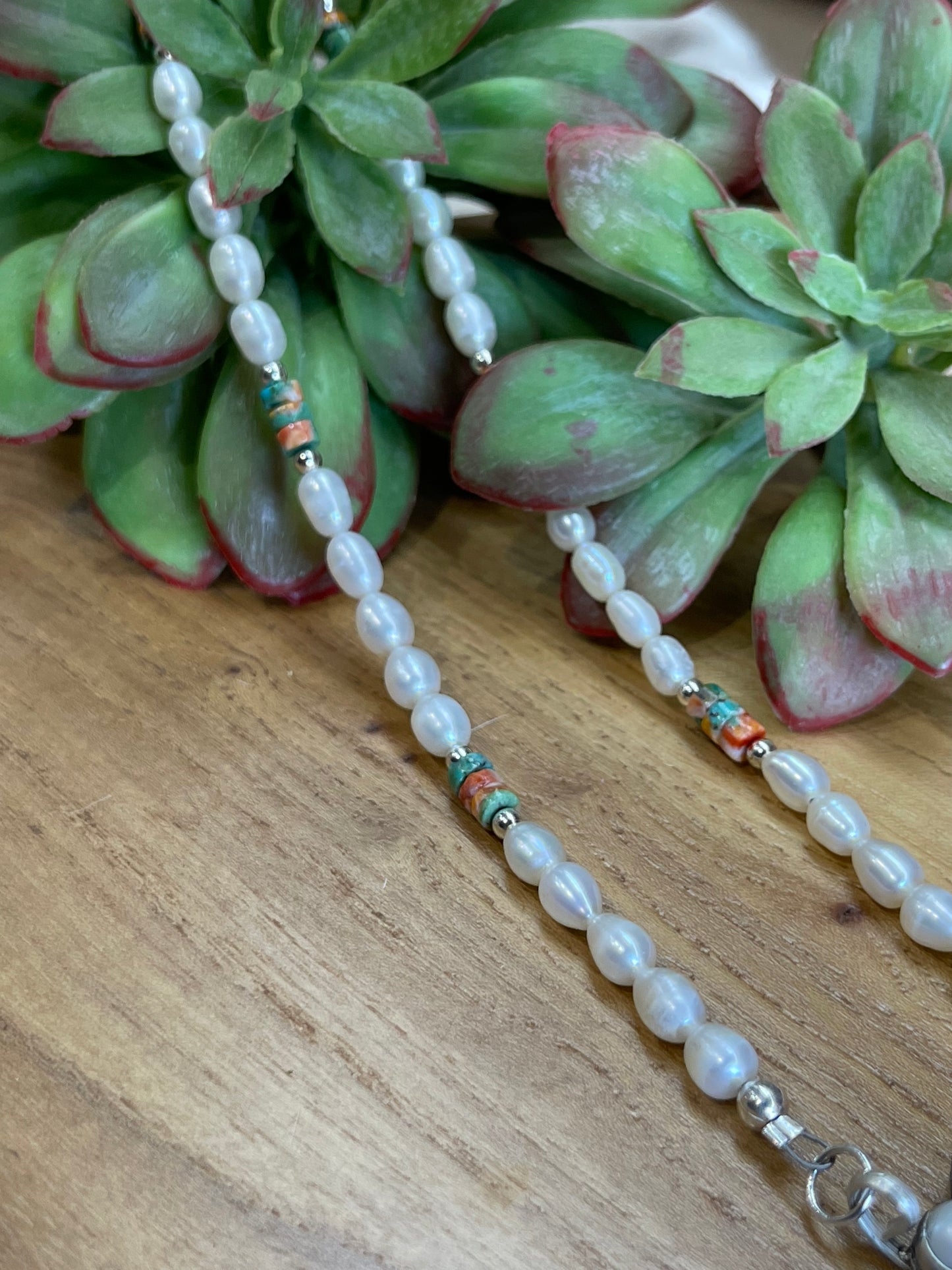18" Pink Dahlia Necklace with Fresh Water Pearls by TT, Navajo