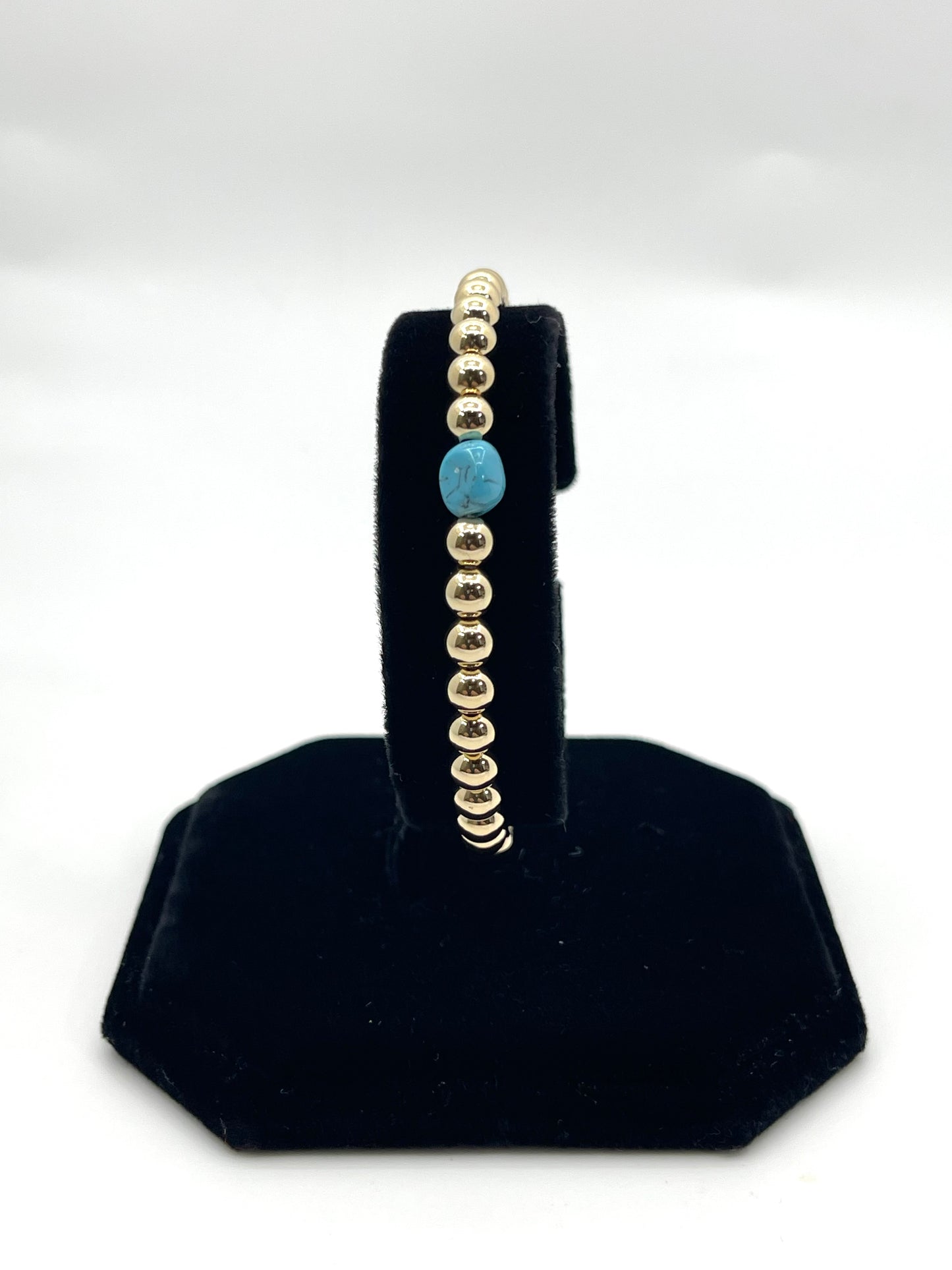 14K Gold Rilled with Turquoise Bracelet