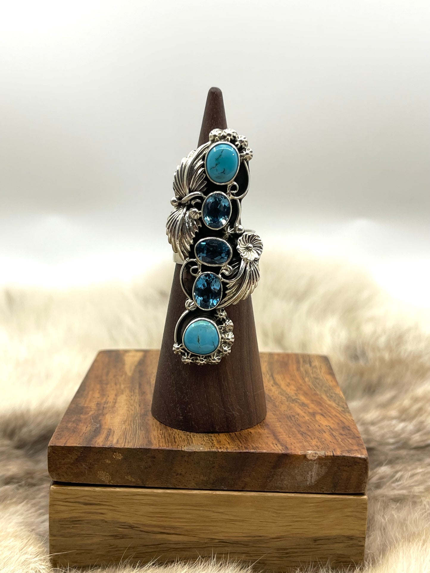 5.5 Blue Topaz & Turquoise Ring