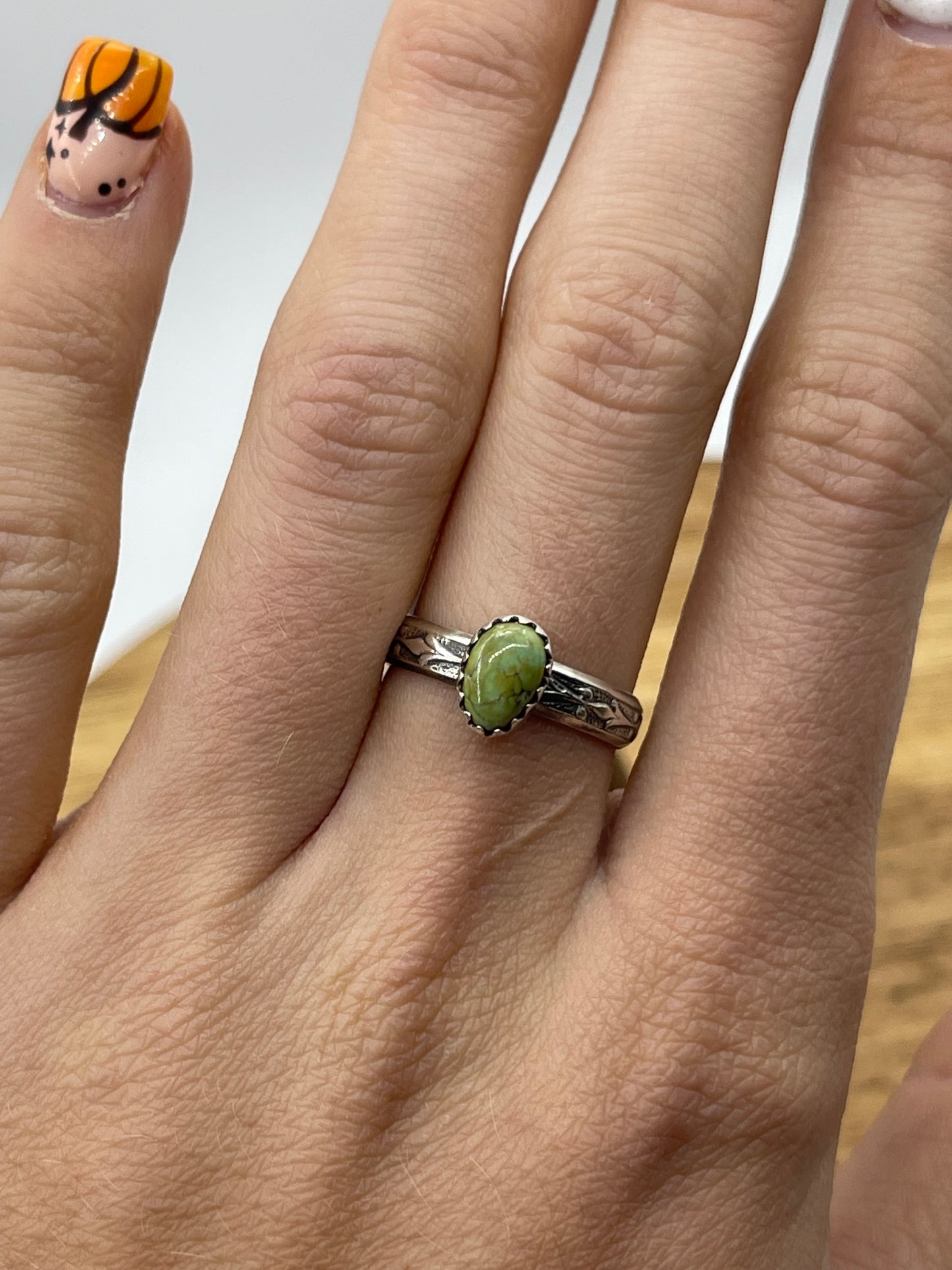 5.5 Sonoran Gold Turquoise Dainty Ring by Letricia Largo, Navajo