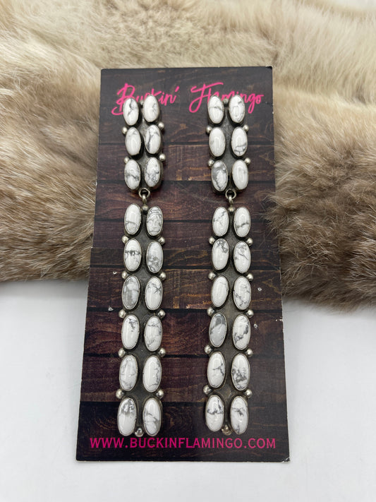 Howlite Post Dangles by Jaqueline Silver, Navajo