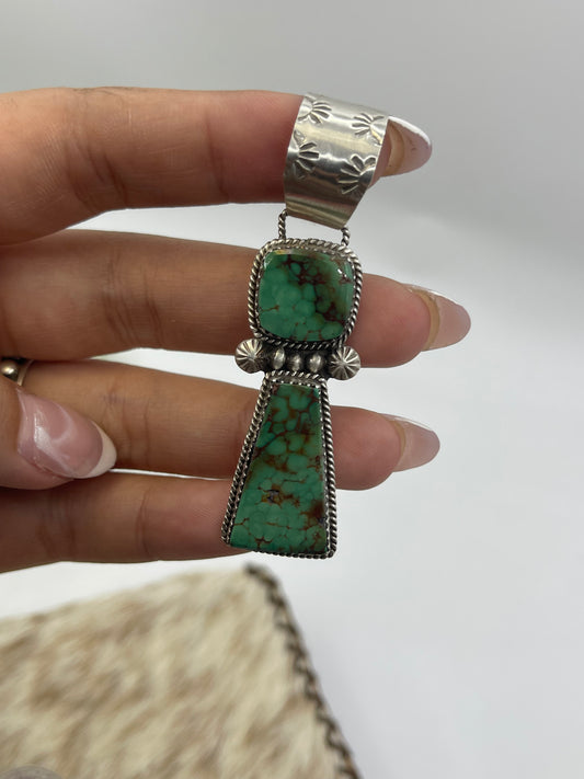 2 Stone Turquoise Pendant by Selina Warner, Navajo
