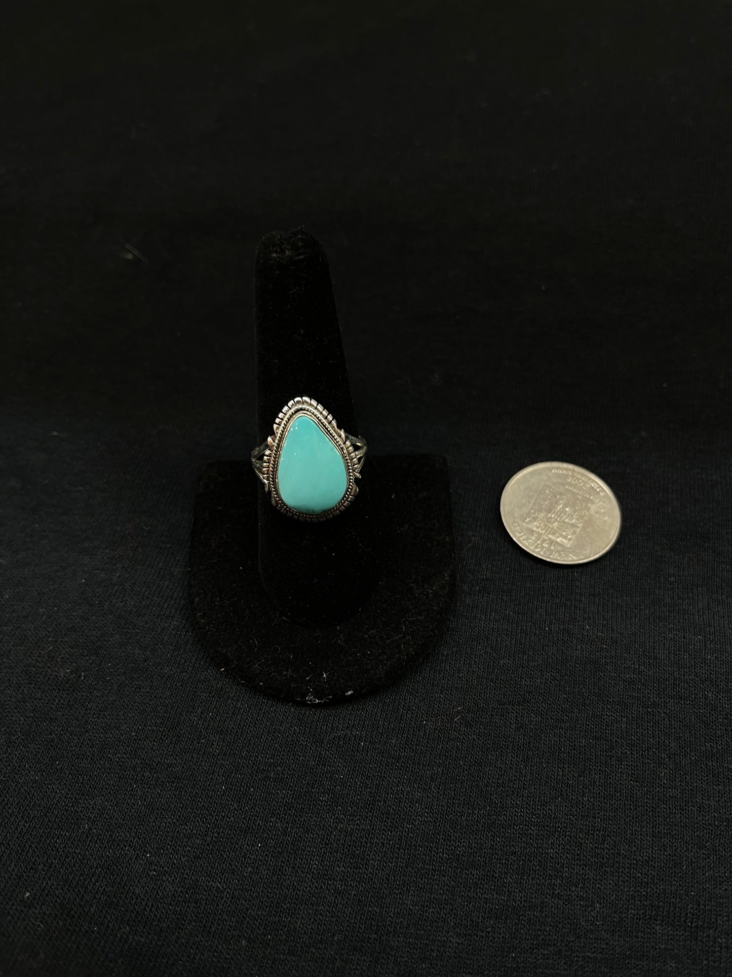 9.0 Kingman Turquoise Teardrop Ring