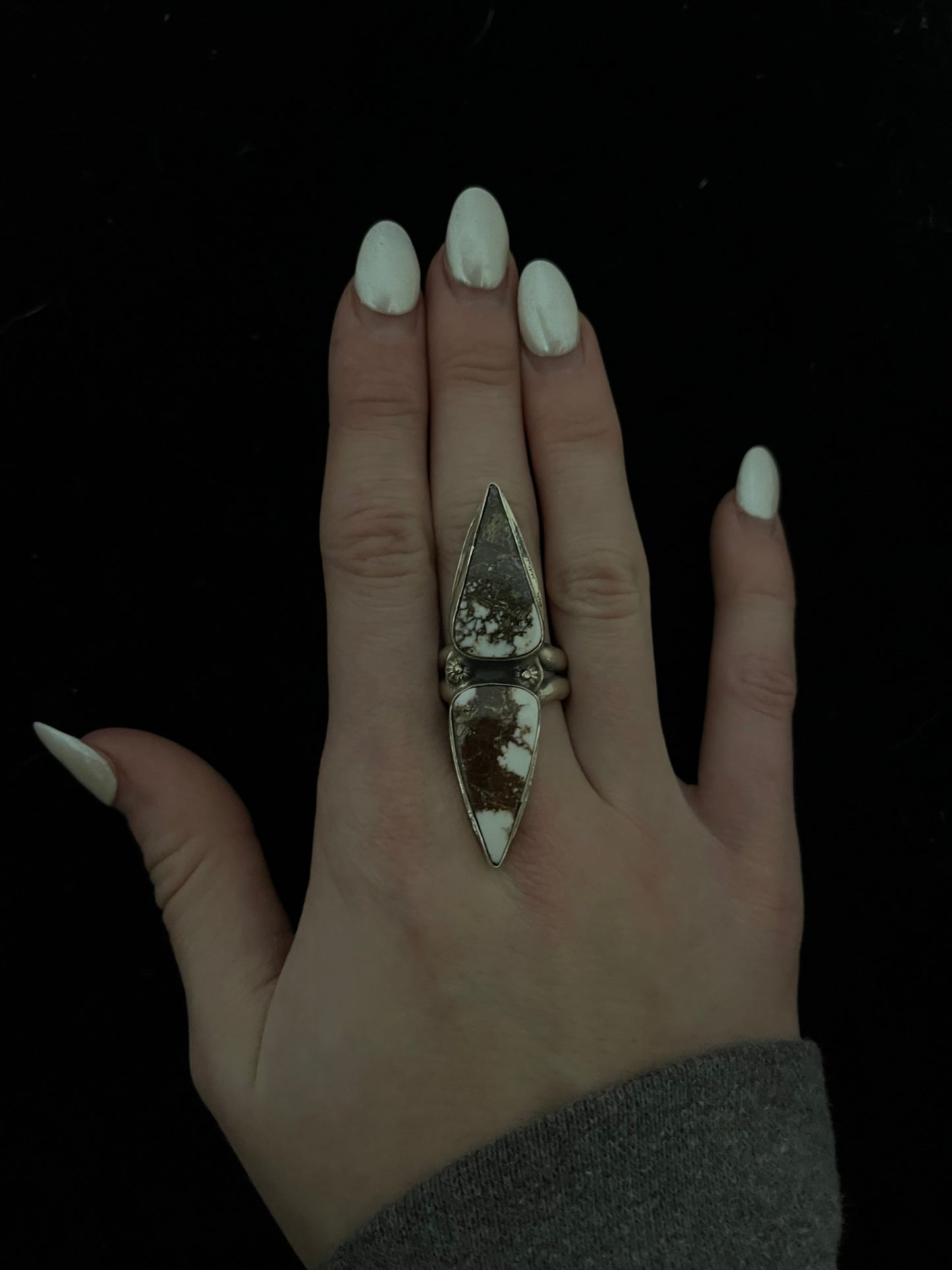 5.0 2 Stone Wild Horse Ring by Ned Nez, Navajo