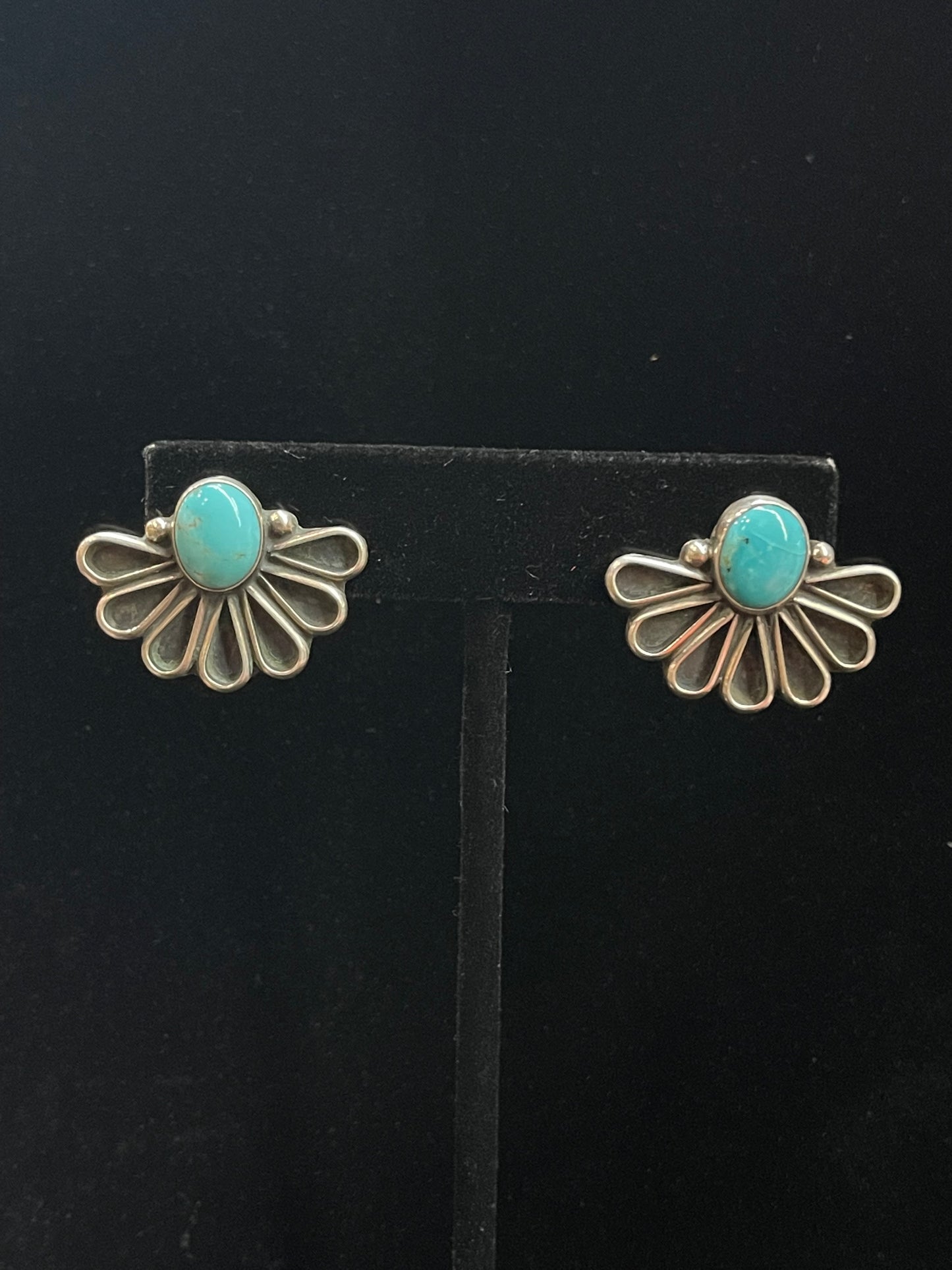 Kingman Turquoise Post Earrings by Geraldine James, Navajo