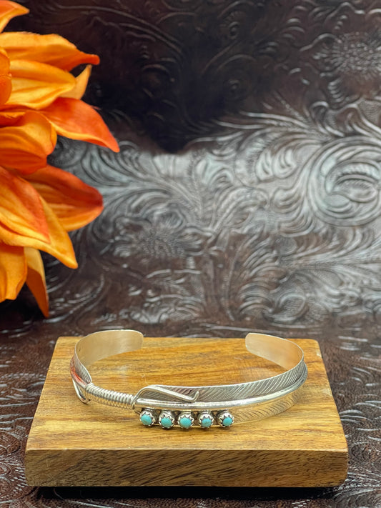 Turquoise 5 Stone Feather Cuff