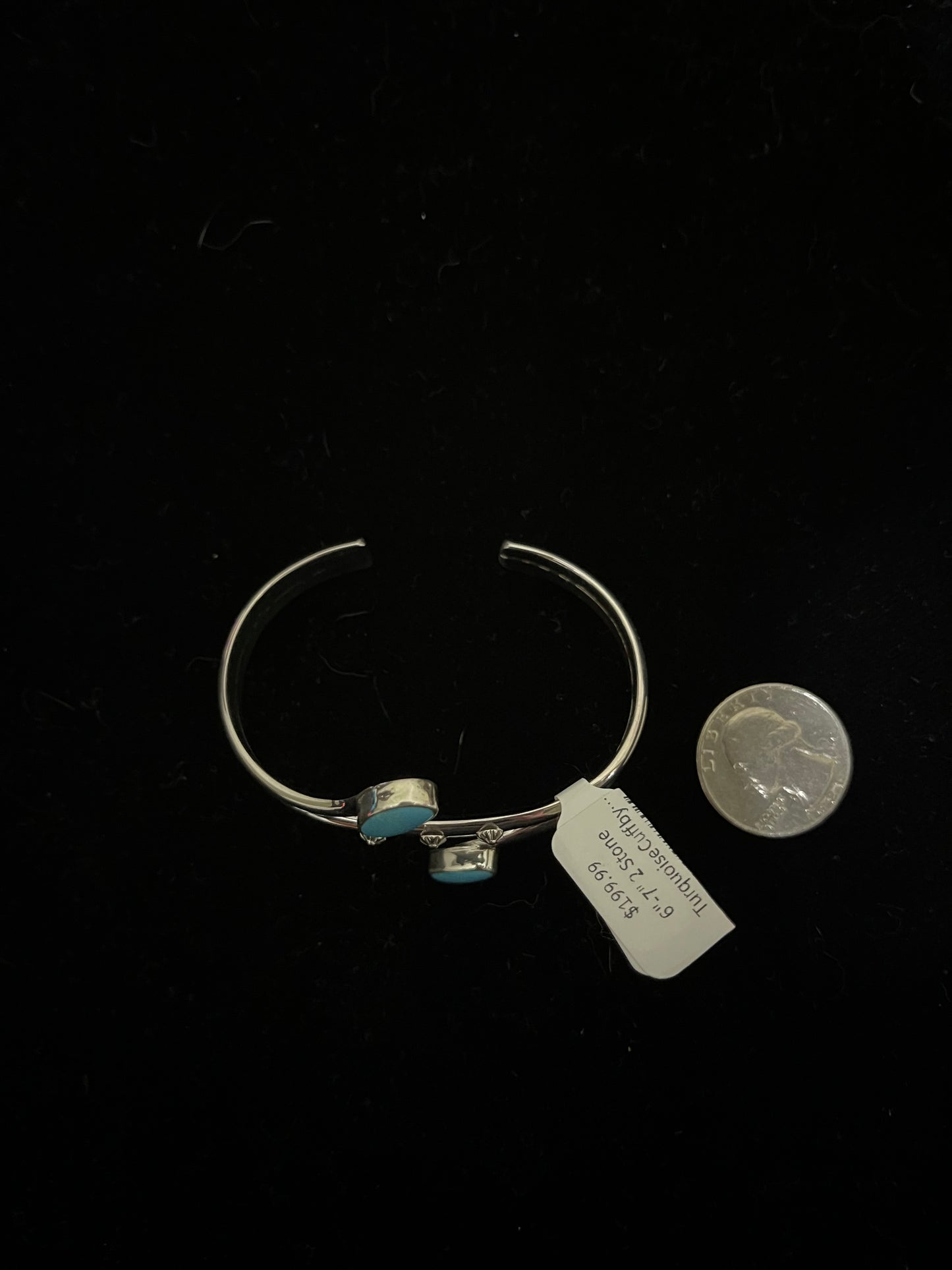 6"-7" 2 Stone Turquoise Cuff by Thomas Yazzie, Navajo