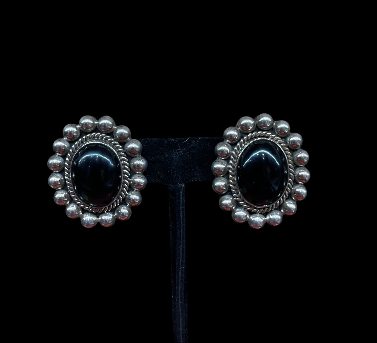 Black Onyx Clip On Earrings