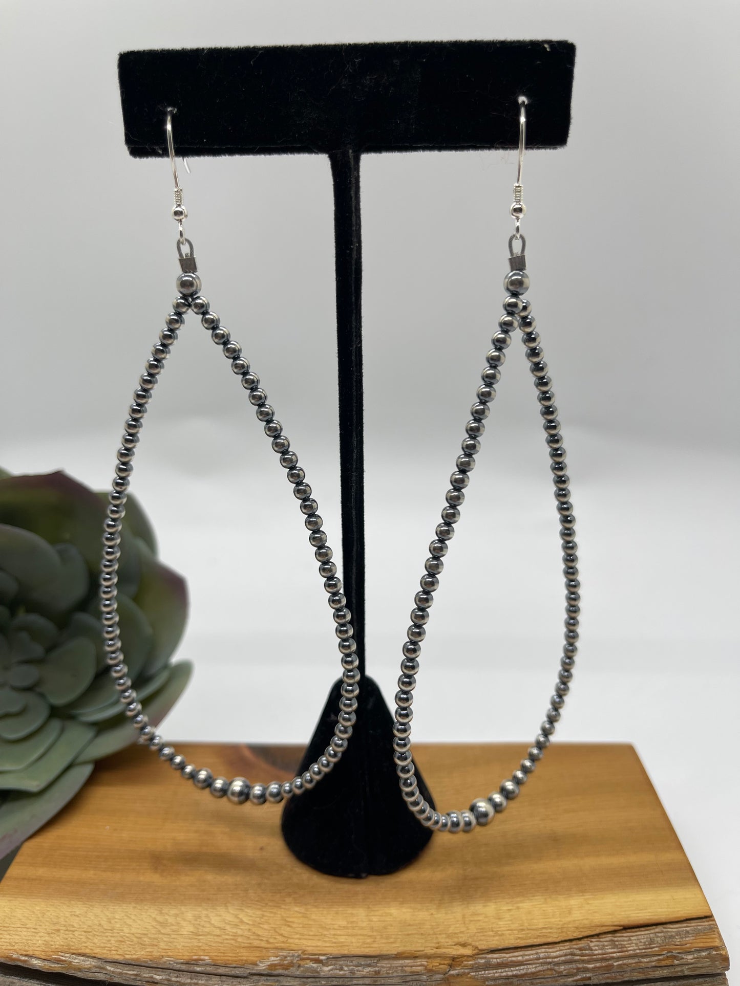 5" 3-5mm Navajo Pearl Teardrop Dangle Earrings