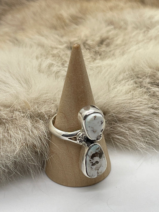 6.5 Two Stone Wild Horse Ring by SL, Navajo