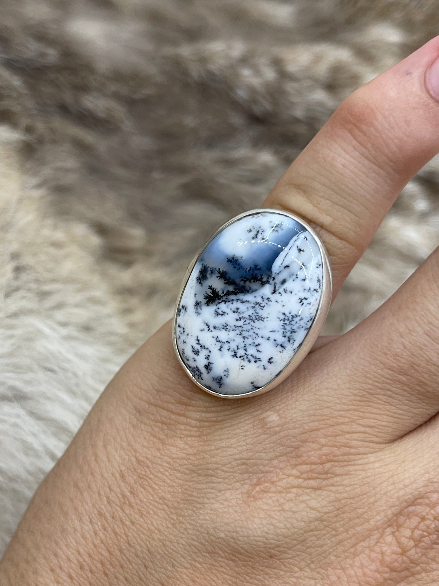 6.5 Dendrite Opal Ring by Lawrence Willie, Navajo