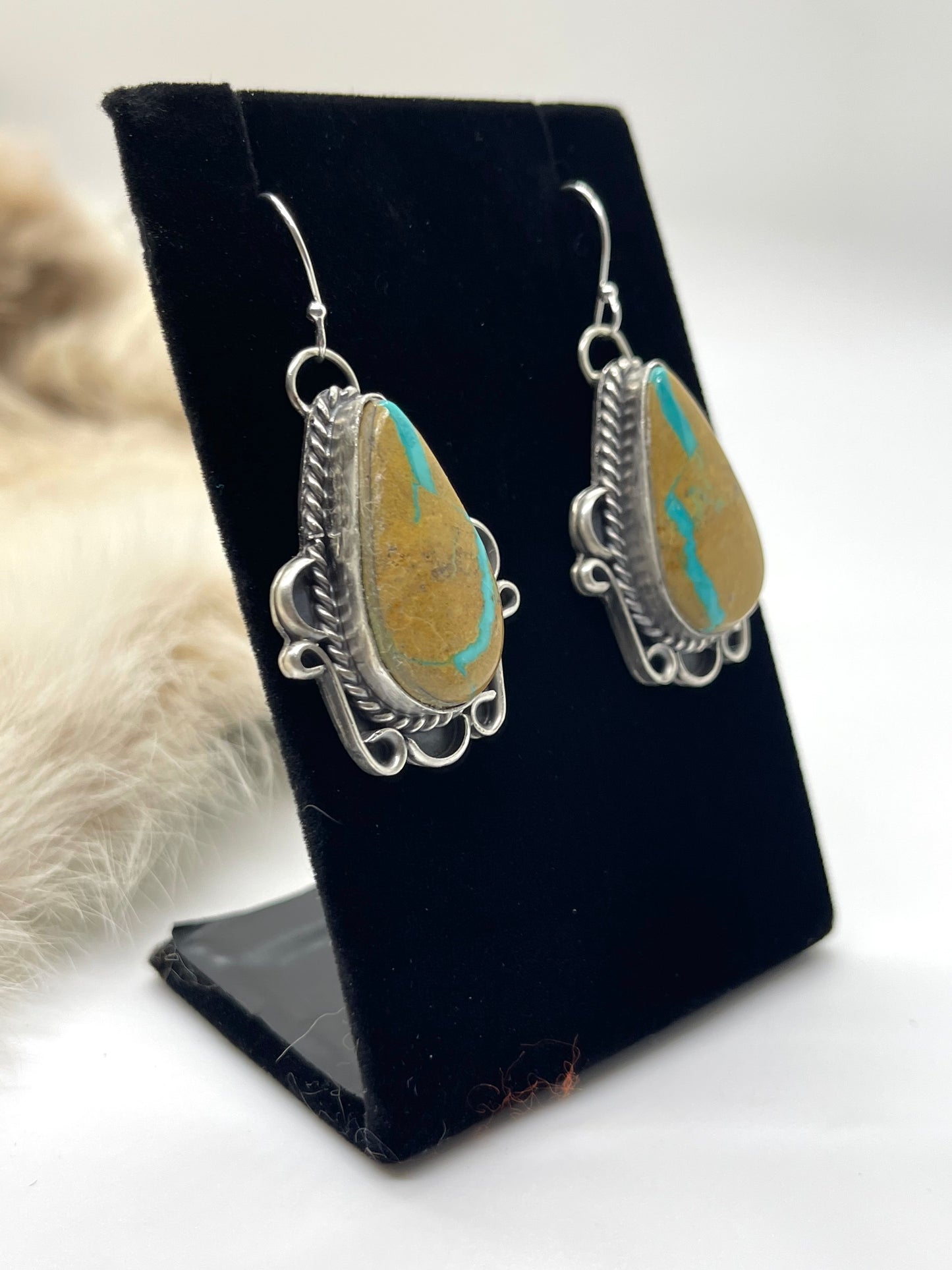 Royston Ribbon Turquoise Teardrop Dangle Earrings
