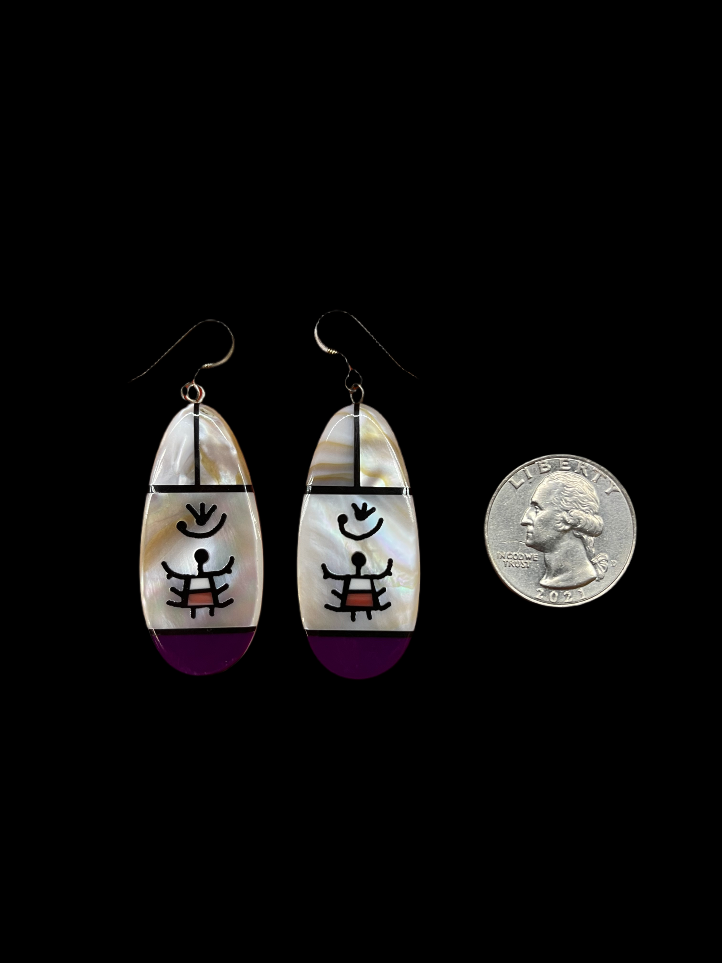 Mother of Pearl and Sugalite Slab Dangles, Santo Domingo Made