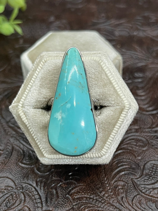 6.5 Kingman Turquoise Large Teardrop Ring
