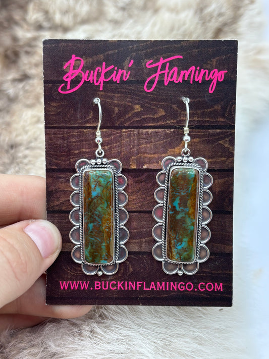Royston Turquoise Rectangle Dangle Earrings