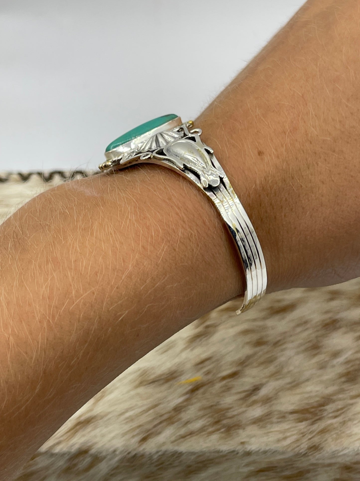 5 1/2”-7” Royston Turquoise Oval Cuff by Darrell Morgan, Navajo