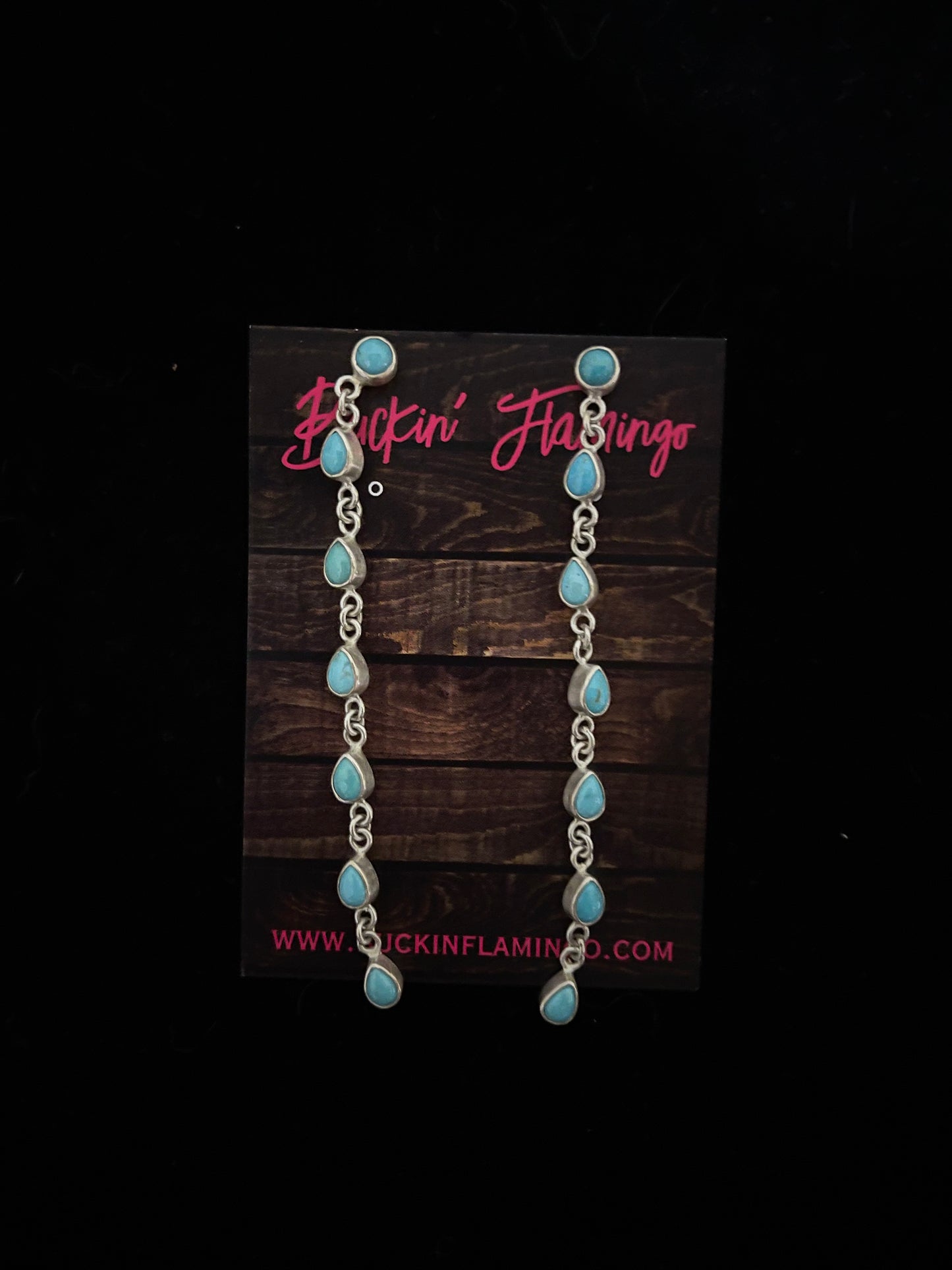 3 1/2" Turquoise Teardrop Post Dangle Earrings