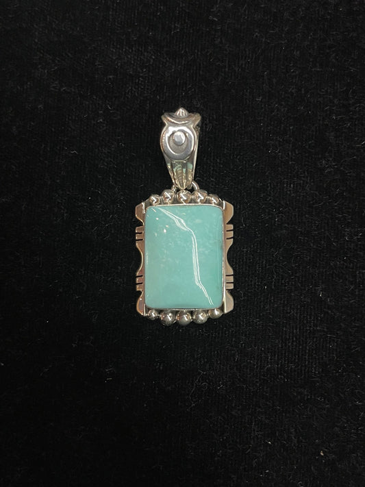 9.2mm Bale Kingman Turquoise Pendant by Phyllis A. Smith, Navajo