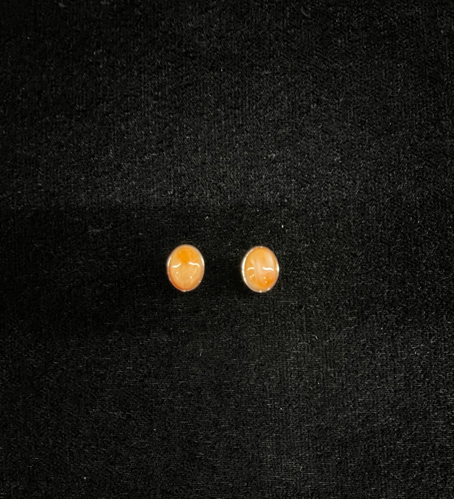 Oval Orange Spiny Oyster Shell Stud Earrings