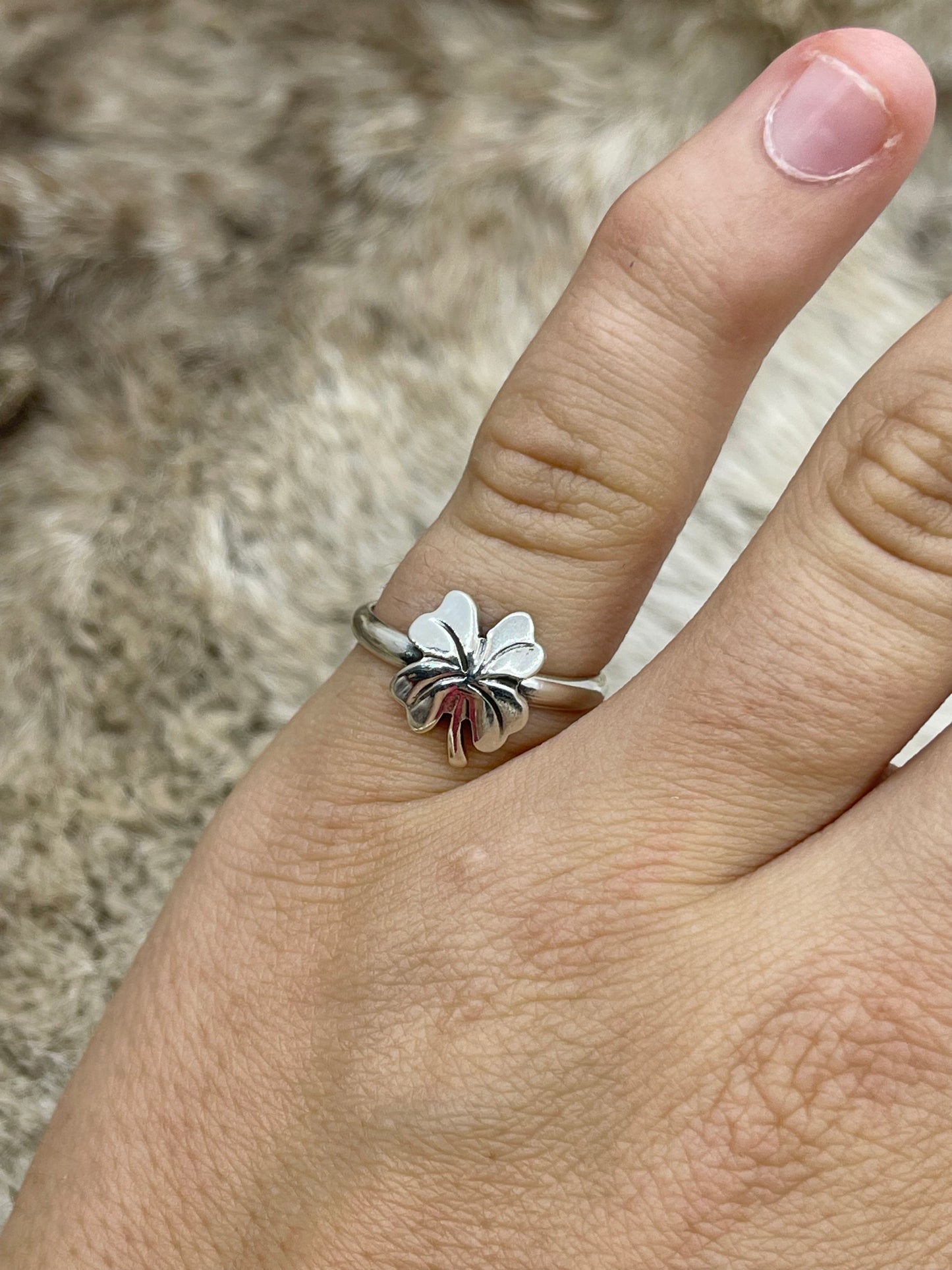 6.5 Silver Flower Ring by Sonyei Coho, Navajo