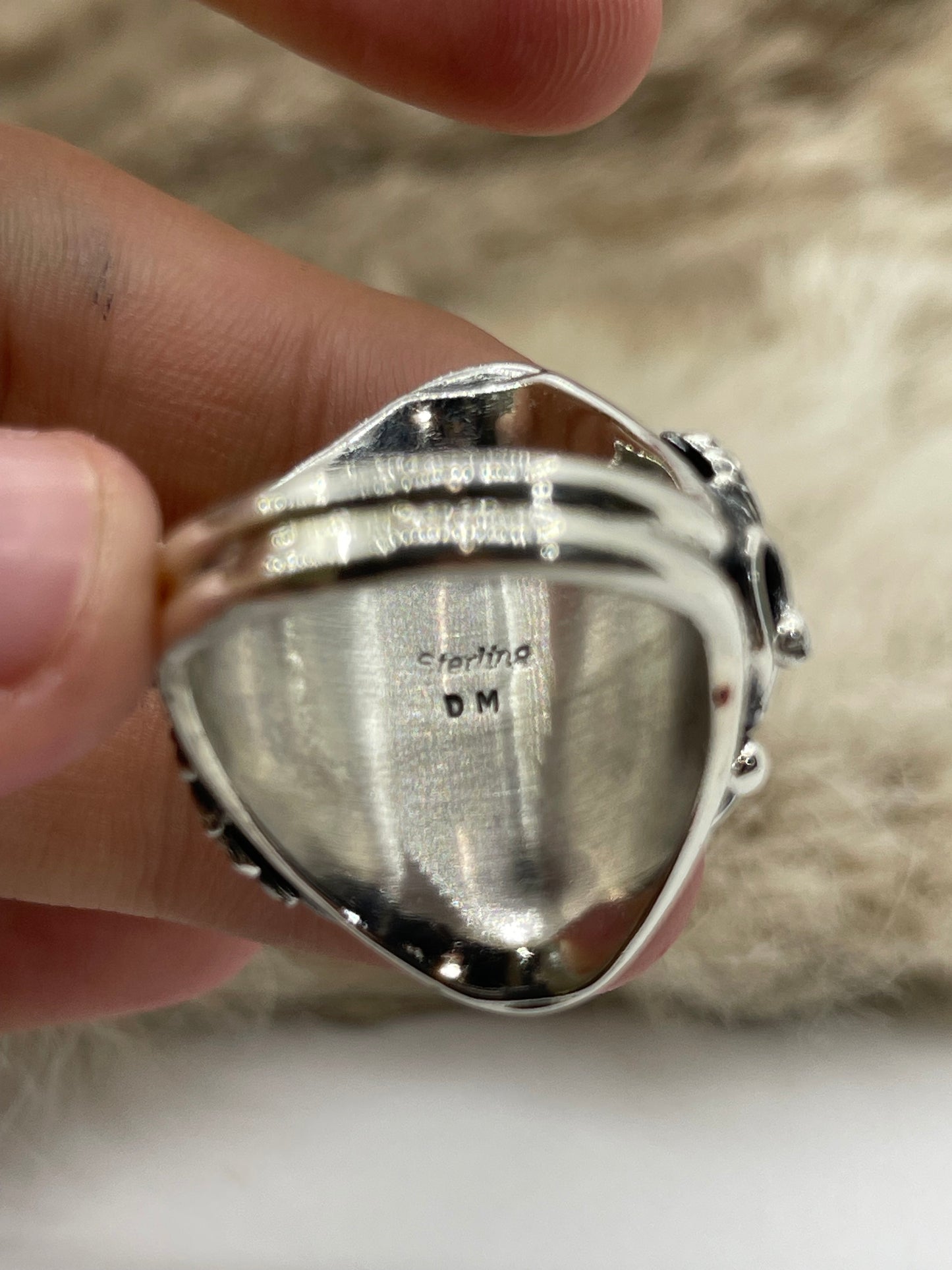 11.0 Turquoise Ring with Feather by Darrell Morgan, Navajo