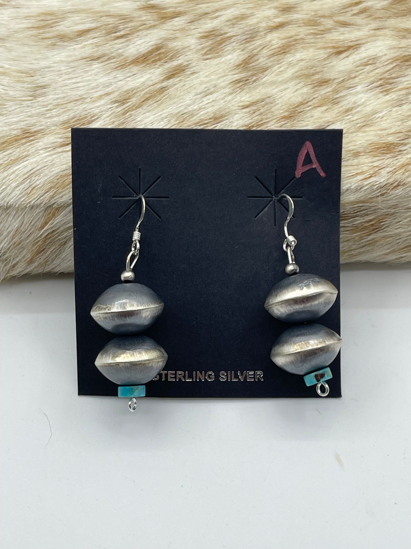 Handmade Navajo Pearl Turquoise Dangle Earrings by Tysha Aparicio, Navajo