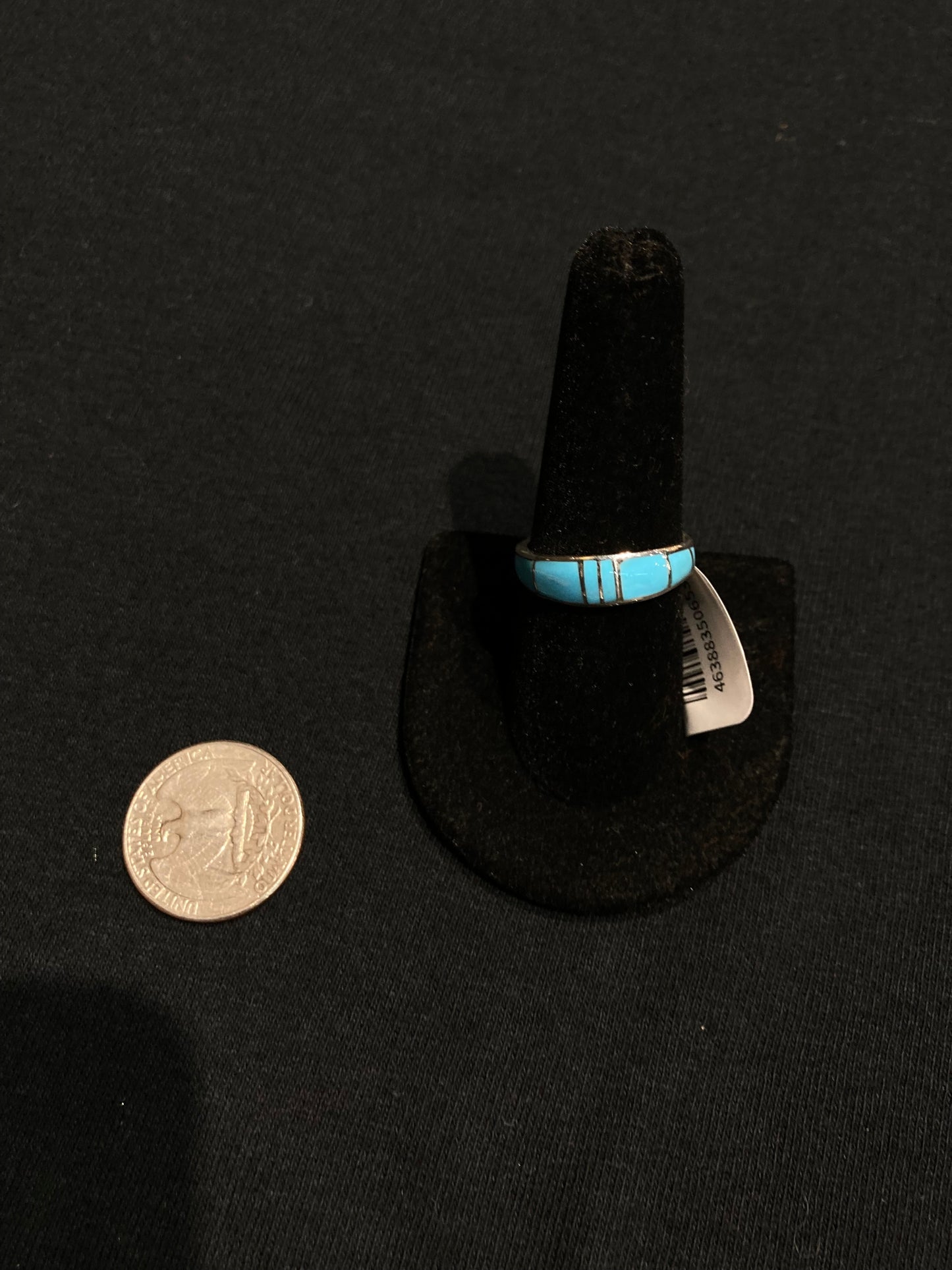 9.0 Inlay Turquoise Ring by Philbert Chavez, Navajo